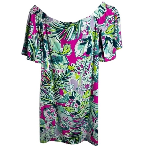 New with tags Lilly pulitzer fawcett dress size xxs off the shoulder so comfy! - Picture 5 of 6